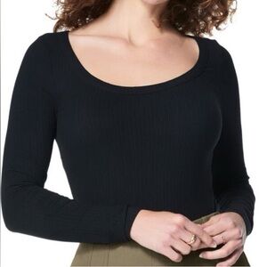 Spanx Ribbed Scoop Neck Ribbed Long Sleeve Shirt